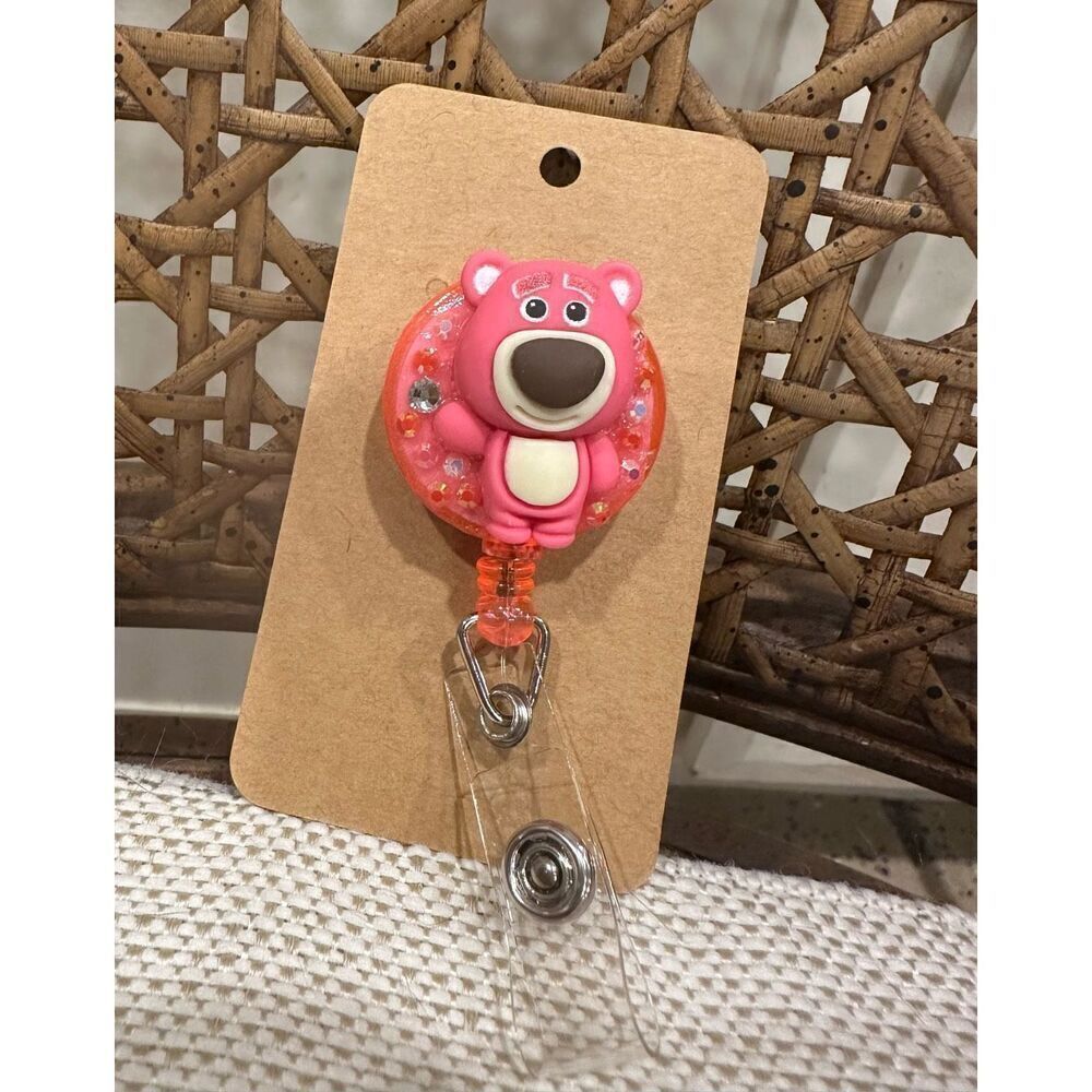 Toy Story Lots O Huggin Pink Bear Badge Reel Badge Holder New